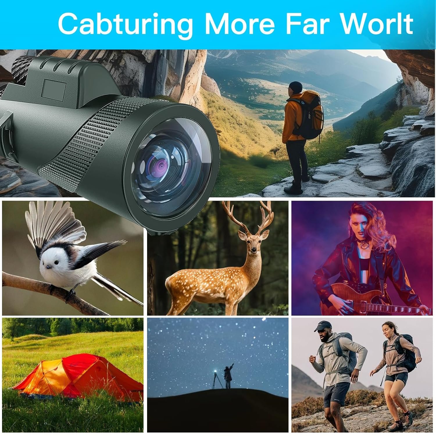 10X42 HD Monocular for Adults, Military Grade Compact Monocular Telescope with BAK-4 Prism & FMC Lens & Smartphone Holder & Tripod, Stargazing Hunting Bird Watching, Camping...