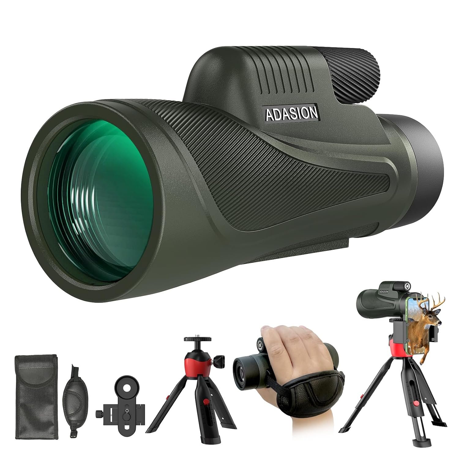 12x56 HD Monocular Telescope High Powered for Adults with Smartphone Adapter, High Powered Monocular Scope with Clear Low Light Vision for Star Watching, Bird Watching, Hiking,...