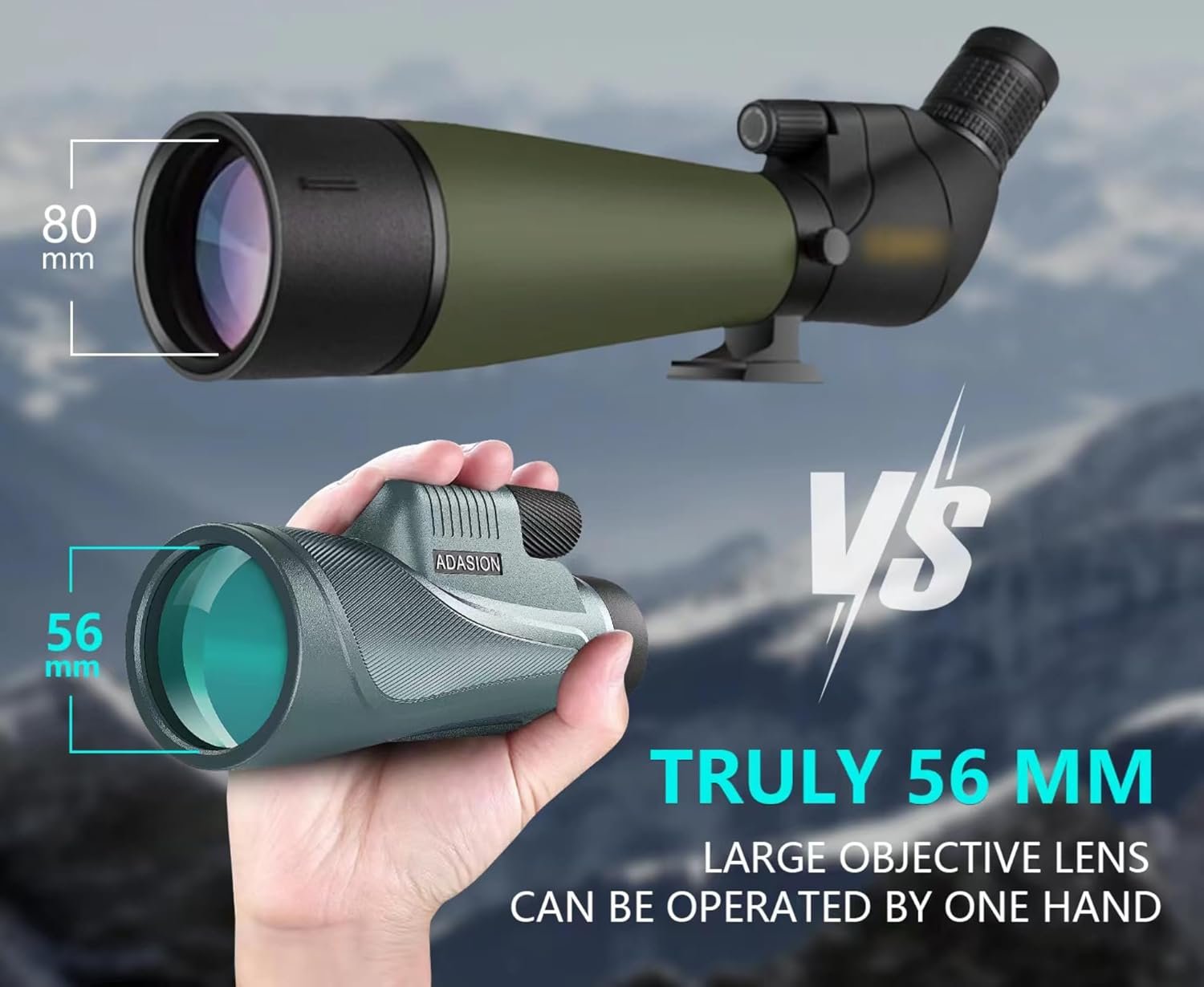 12x56 HD Monocular Telescope High Powered for Adults with Smartphone Adapter, High Powered Monocular Scope with Clear Low Light Vision for Star Watching, Bird Watching, Hiking,...