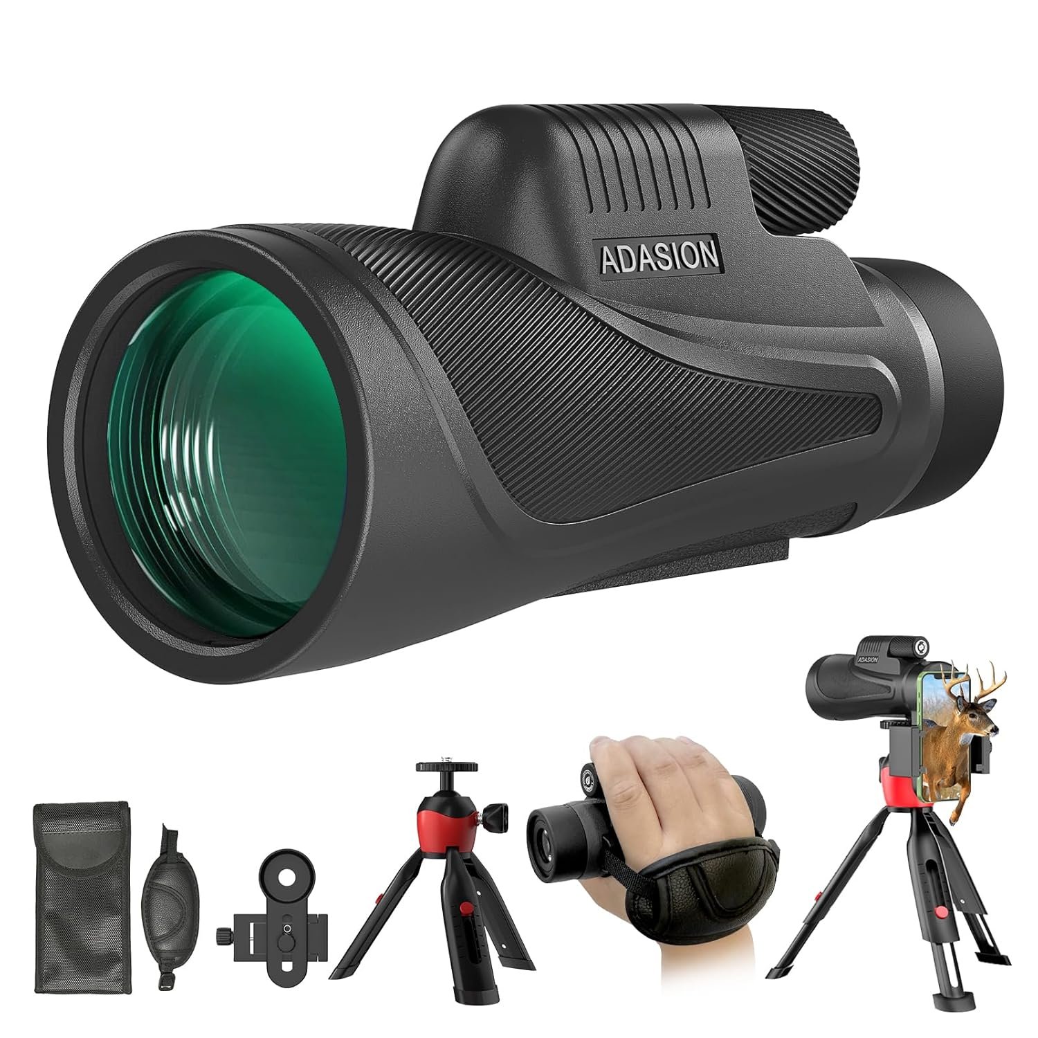 12x56 HD Monocular Telescope High Powered for Adults with Smartphone Adapter, High Powered Monocular Scope with Clear Low Light Vision for Star Watching, Bird Watching, Hiking,...