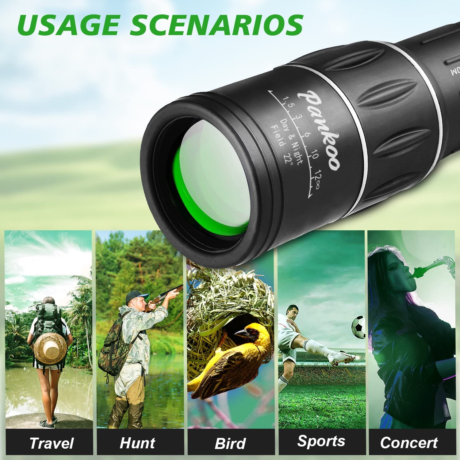 16X52 Monocular Telescope High Powered for Adults, 2023 Power Prism Compact Monoculars for Adults,HD Monocular Scope for Gifts, Outdoor Activity,Bird...