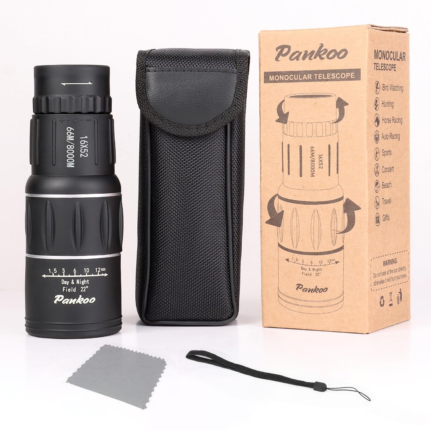 16X52 Monocular Telescope High Powered for Adults, 2023 Power Prism Compact Monoculars for Adults,HD Monocular Scope for Gifts, Outdoor Activity,Bird...