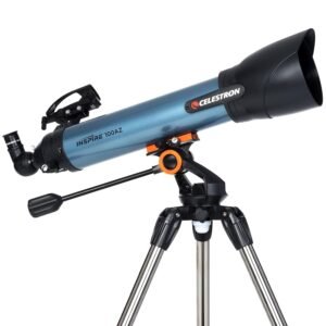 Celestron 22403 Inspire 100AZ Refractor Telescope with Built-in Smartphone Adapter, Blue