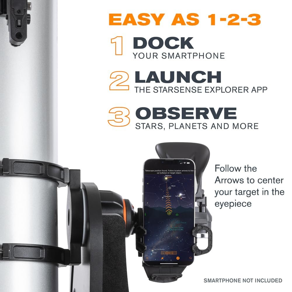 Celestron 22482 StarSense Explorer 150mm Tabletop Dobsonian Smartphone App-Enabled Telescope Works with StarSense App to Help You Find Nebulae, Planets & More – iPhone/Android...