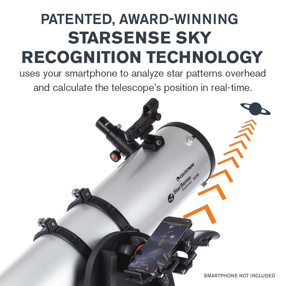 Celestron 22482 StarSense Explorer 150mm Tabletop Dobsonian Smartphone App-Enabled Telescope Works with StarSense App to Help You Find Nebulae, Planets & More – iPhone/Android...