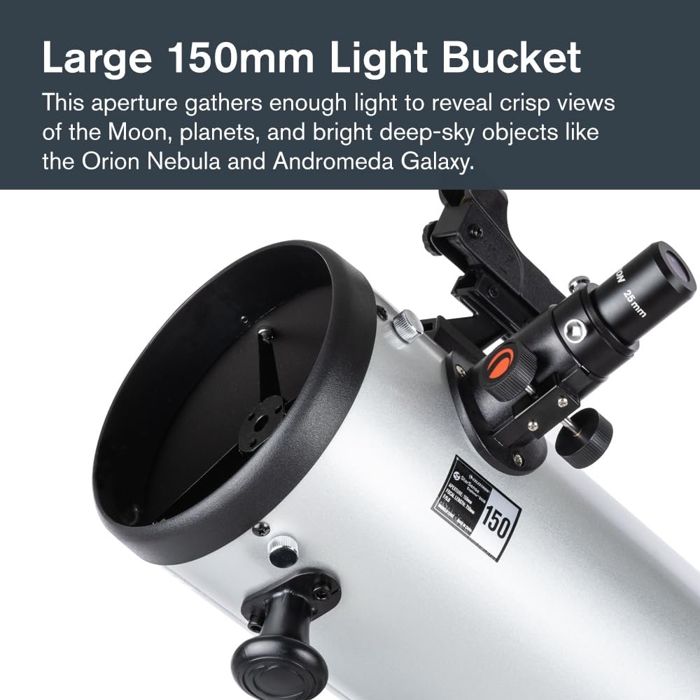 Celestron 22482 StarSense Explorer 150mm Tabletop Dobsonian Smartphone App-Enabled Telescope Works with StarSense App to Help You Find Nebulae, Planets & More – iPhone/Android...