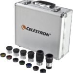 Celestron 94303 1.25 inch Eyepiece & Filter Kit - Includes 14 Pieces in Metal Foam-Lined Carry Case, Silver