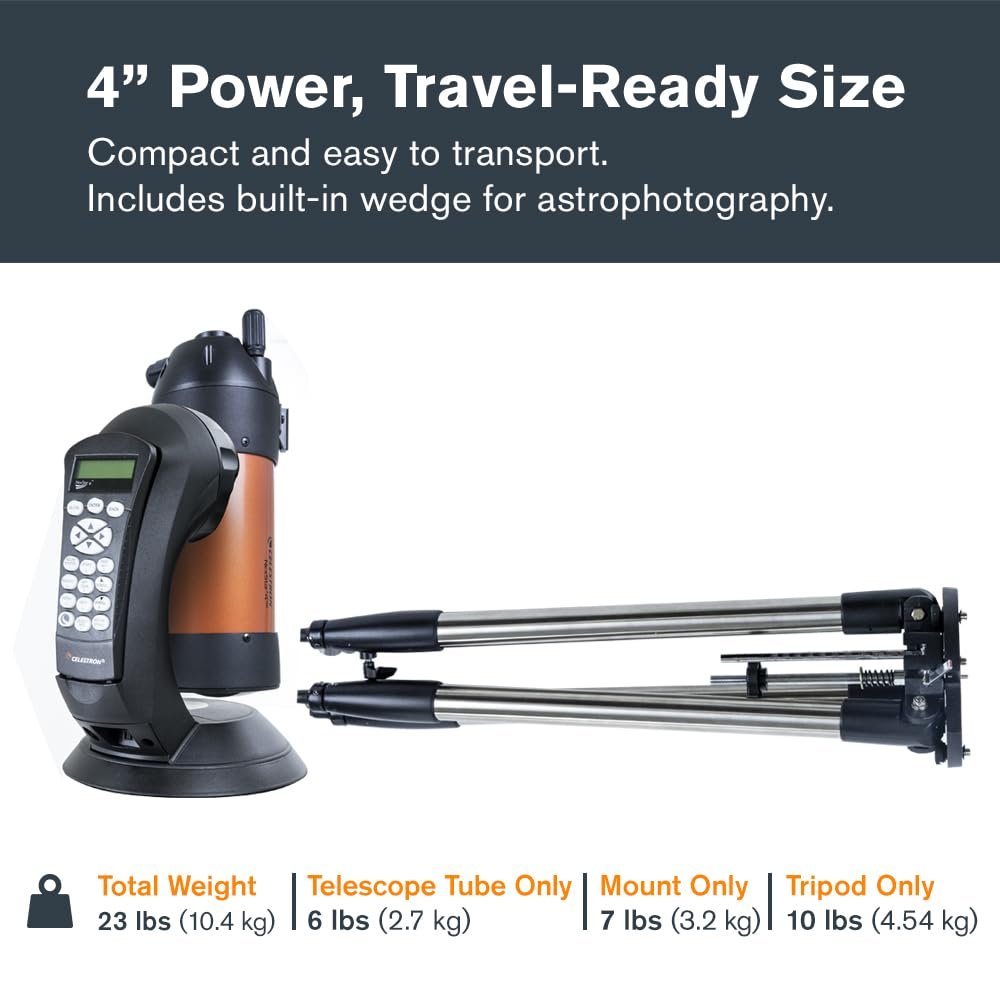 Celestron NexStar 4SE Computerized Telescope – 4-Inch Maksutov-Cassegrain Optical Tube – Fully Automated GoTo Mount with SkyAlign – Ideal for Beginners and Advanced Users –...
