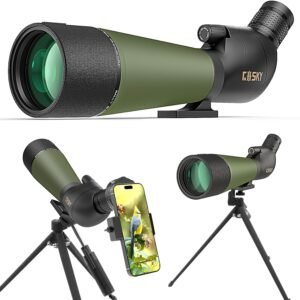 Gosky Flagship DiamondEdge 20-60x80 Spotting Scope with Tripod, Carrying Bag and Quick Phone Holder - BAK4 High Definition Waterproof Spotter Scope for Bird Watching Wildlife...