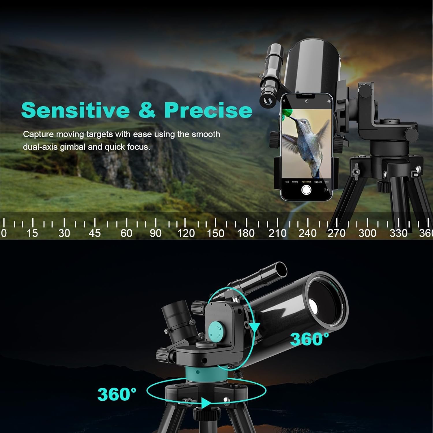 Maksutov-Cassegrain Telescopes for Adults Astronomy, 80mm Aperture 850mm Catadioptric Compound Telescope, Compact Portable Travel Telescope, w. Pro Tripod & Phone Adapter