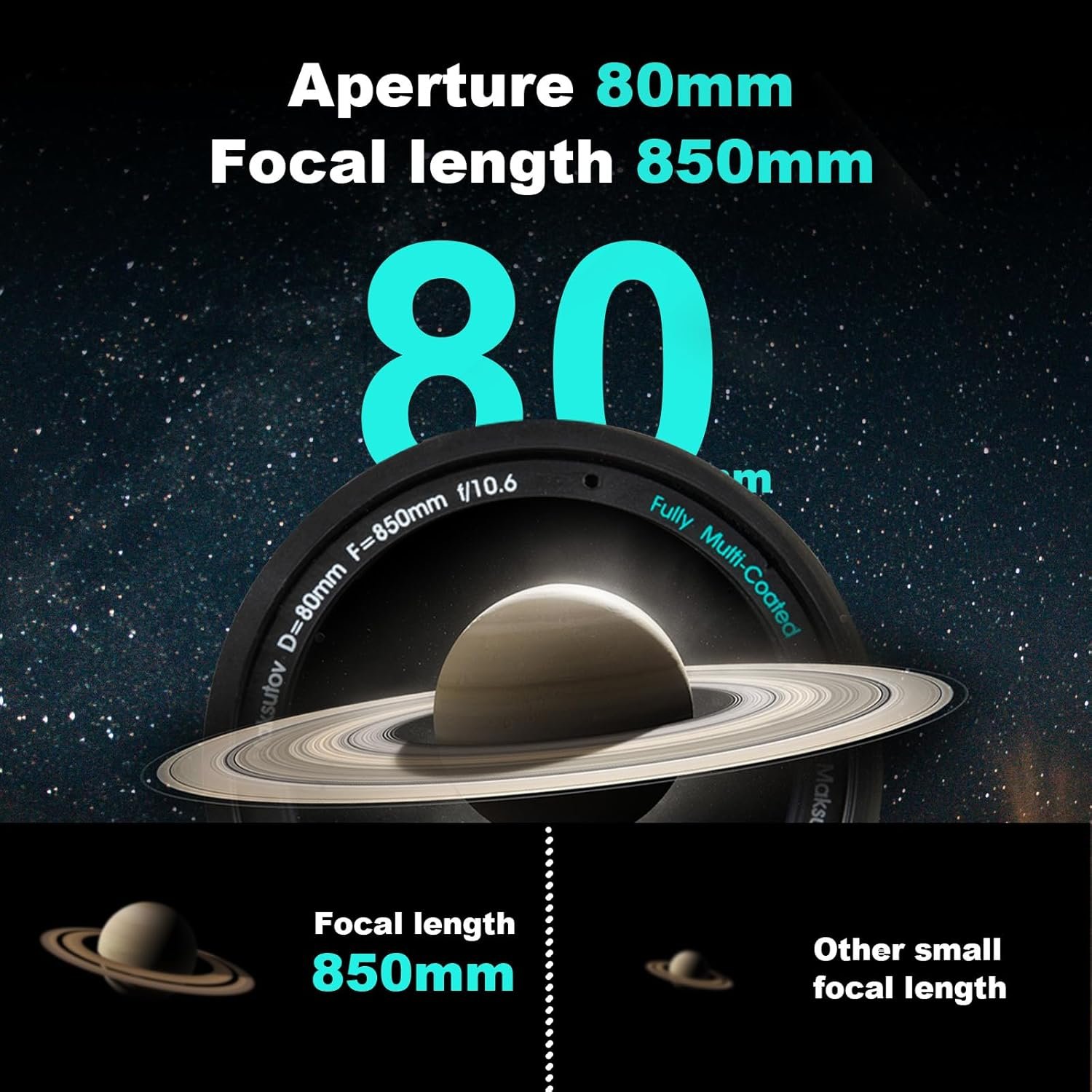 Maksutov-Cassegrain Telescopes for Adults Astronomy, 80mm Aperture 850mm Catadioptric Compound Telescope, Compact Portable Travel Telescope, w. Pro Tripod & Phone Adapter