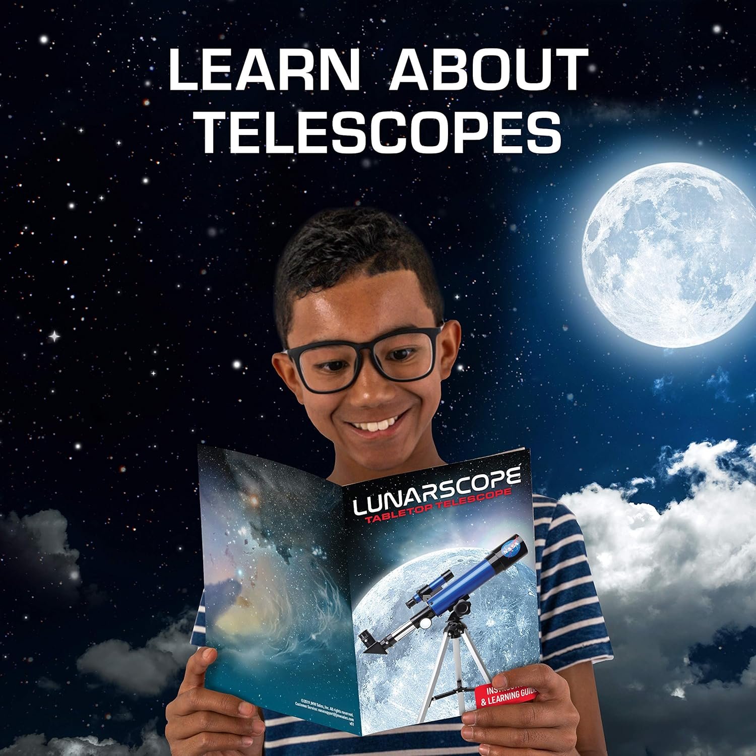 NASA Lunar Telescope for Kids – 90x Magnification, Includes Two Eyepieces, Tabletop Tripod, and Finder Scope- Kids Telescope for Astronomy Beginners, Space Toys, NASA Gifts...