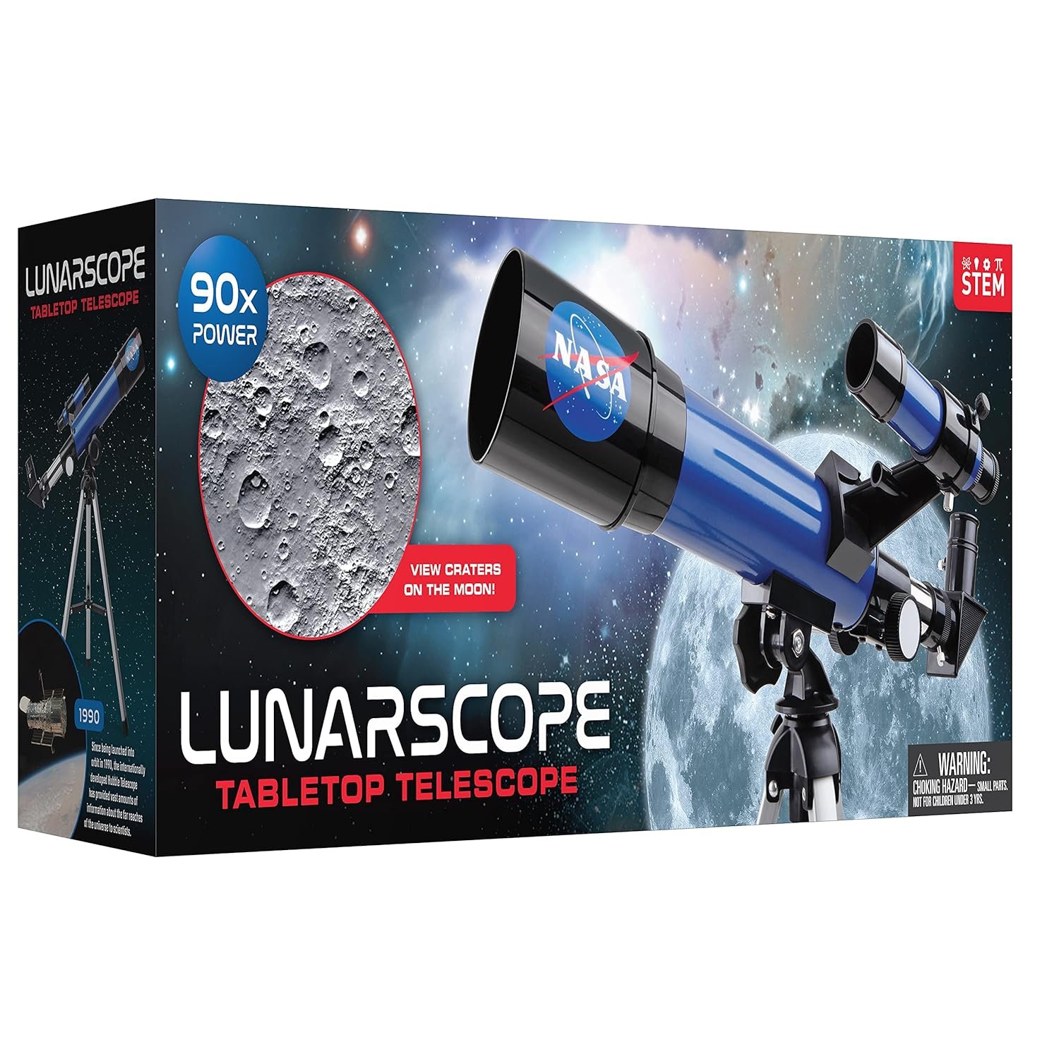 NASA Lunar Telescope for Kids – 90x Magnification, Includes Two Eyepieces, Tabletop Tripod, and Finder Scope- Kids Telescope for Astronomy Beginners, Space Toys, NASA Gifts...