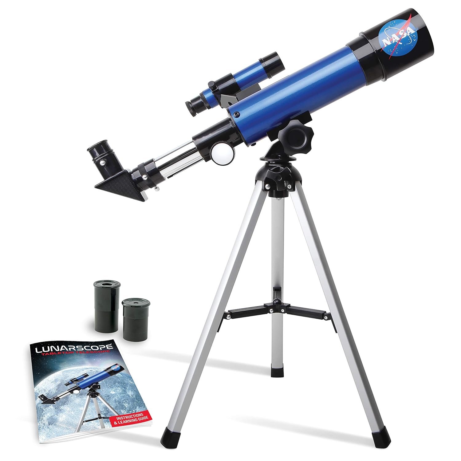 NASA Lunar Telescope for Kids – 90x Magnification, Includes Two Eyepieces, Tabletop Tripod, and Finder Scope- Kids Telescope for Astronomy Beginners, Space Toys, NASA Gifts...