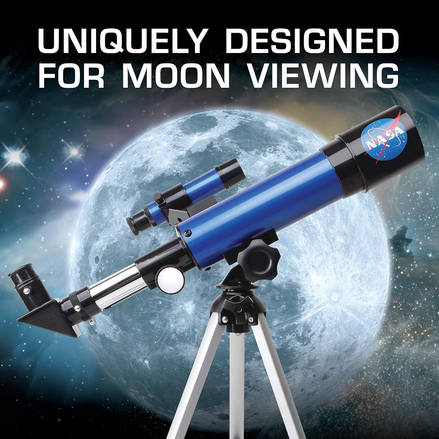 NASA Lunar Telescope for Kids – 90x Magnification, Includes Two Eyepieces, Tabletop Tripod, and Finder Scope- Kids Telescope for Astronomy Beginners, Space Toys, NASA Gifts...