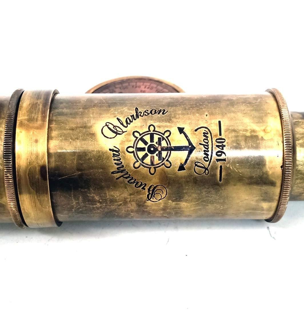 Scout Regiment Brass Telescope 19" London 1940 Broadhurt Clarkson Antique Replica Spyglass Scope High Resolution DF Lens Brilliant Magnification (Scout -19")