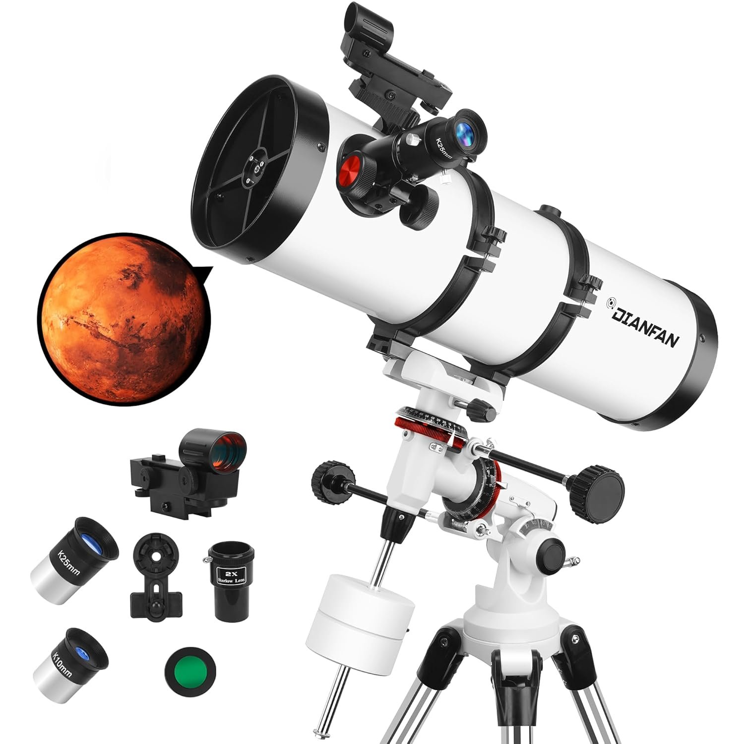 Telescope 150EQ Astronomical Reflector Telescopes for Adults,Professional Manual Equatorial Telescope for Beginners.Comes with 2X Barlow Lens Phone Adapter,Stainless Tripod and...
