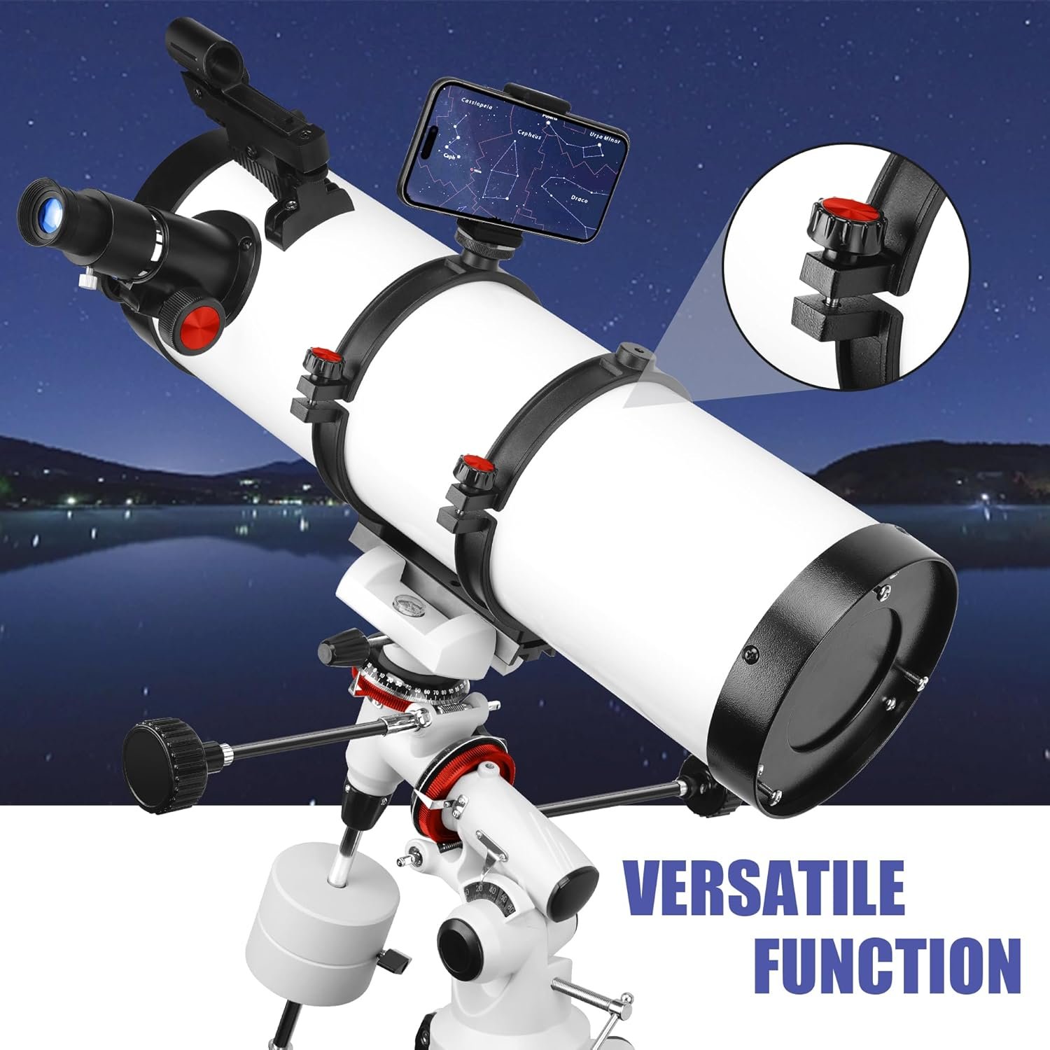 Telescope 150EQ Astronomical Reflector Telescopes for Adults,Professional Manual Equatorial Telescope for Beginners.Comes with 2X Barlow Lens Phone Adapter,Stainless Tripod and...
