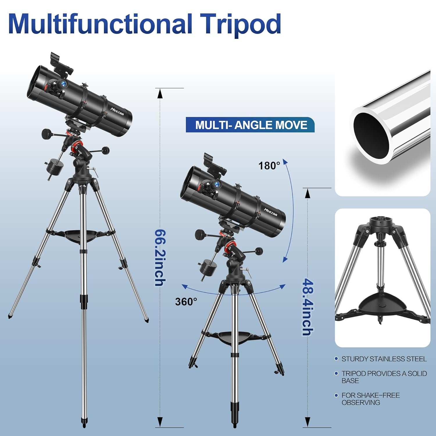 Telescope, 150EQ Reflector Telescope for Adults Astronomy Beginners, Manual Equatorial Professional Telescopes Astronomy with 2X Barlow Lens, Phone Adapter, Adjustable Tripod...
