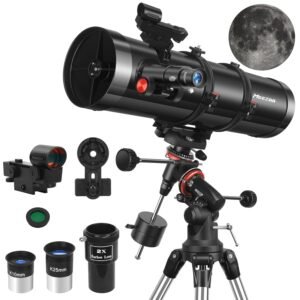 Telescope, 150EQ Reflector Telescope for Adults Astronomy Beginners, Manual Equatorial Professional Telescopes Astronomy with 2X Barlow Lens, Phone Adapter, Adjustable Tripod...