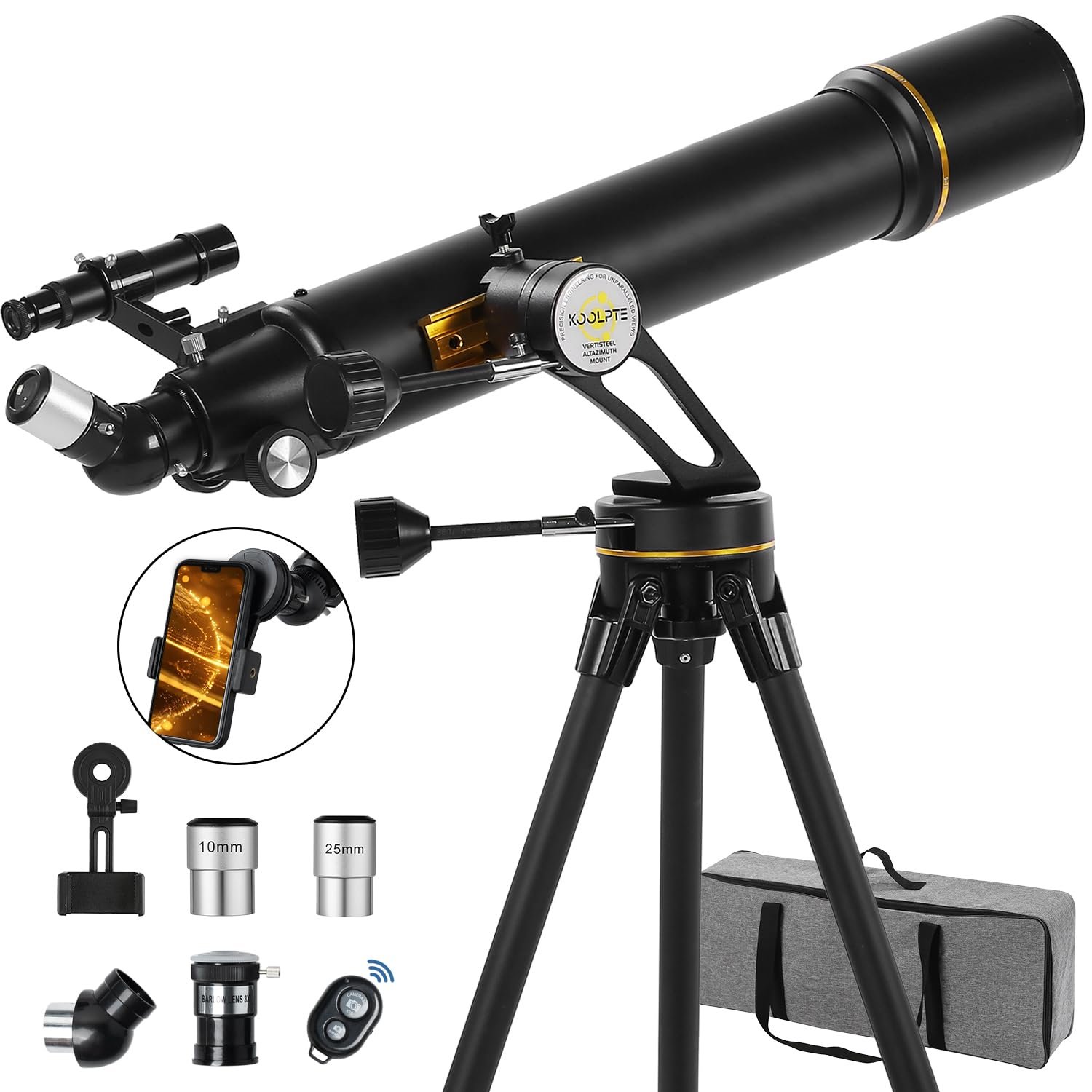 Telescope, 90mm Aperture 700mm - Vertisteel AZ Mounting Base, High Power Telescopes for Astronomy Enthusiasts, Adults & Kids, with Carrying Bag, Wireless Remote Control, Phone...