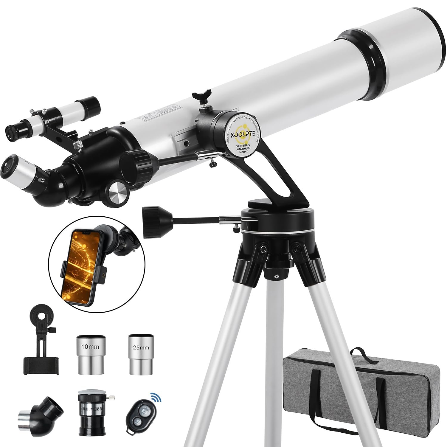 Telescope, 90mm Aperture 700mm - Vertisteel AZ Mounting Base, High Power Telescopes for Astronomy Enthusiasts, Adults & Kids, with Carrying Bag, Wireless Remote Control, Phone...