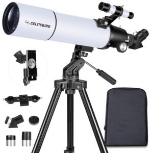 Telescope for Adults High Powered, 80mm Aperture 600mm Telescopes for Adults Astronomy, Travel Telescopio for Beginners with AZ Mount, Backpack, Phone Adapter, Moon Filter