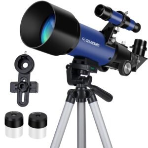 Telescope for Kids Beginners, 70mm Aperture 400mm Astronomical Refracting Telescope for Adults Students - Travel Telescopes with Tripod, Phone Adapter(Ocean Blue)