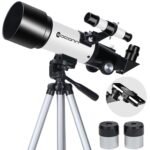 Telescopes, Telescope for Kids and Adults Beginners, 70mm Aperture 400mm Focus Length Refractor Travel Telescope with AZ Mount for Observe The Moon and Landscape (White)